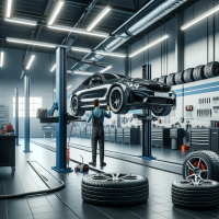 Tecnico specializzato in uniforme che effettua un controllo di manutenzione su un veicolo, enfatizzando la nostra dedizione alla qualità e sicurezza del servizio.