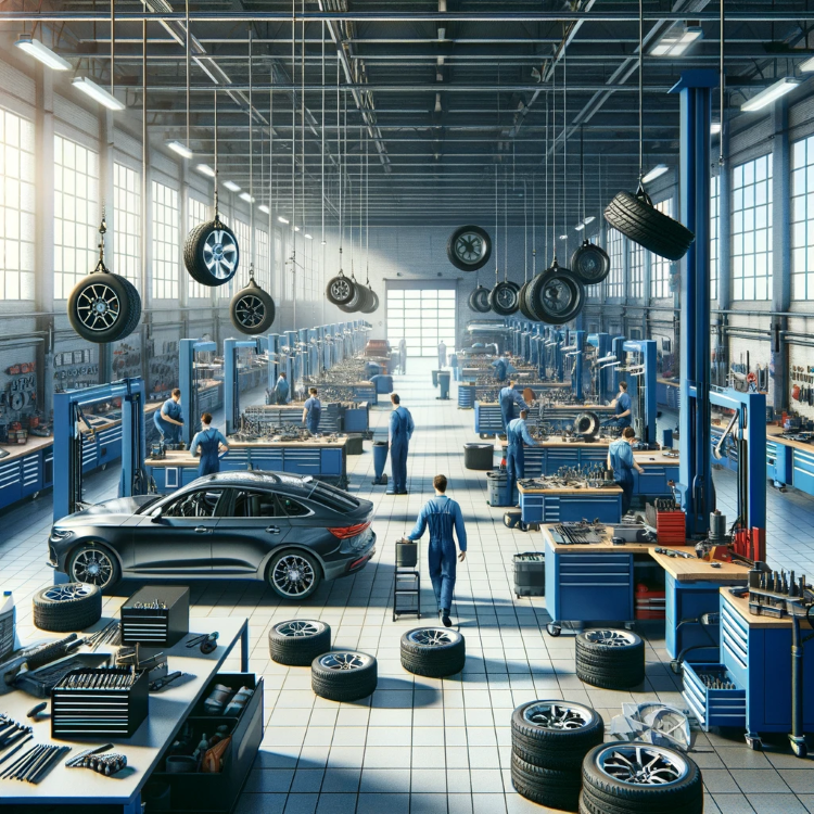 Panoramica dei servizi offerti, inclusi montaggio e bilanciamento pneumatici, riparazioni, e controlli di manutenzione per garantire la sicurezza sulla strada